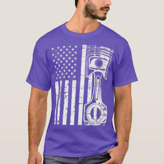 Patriotic American Flag Piston Muscle Car Vintage  T-Shirt