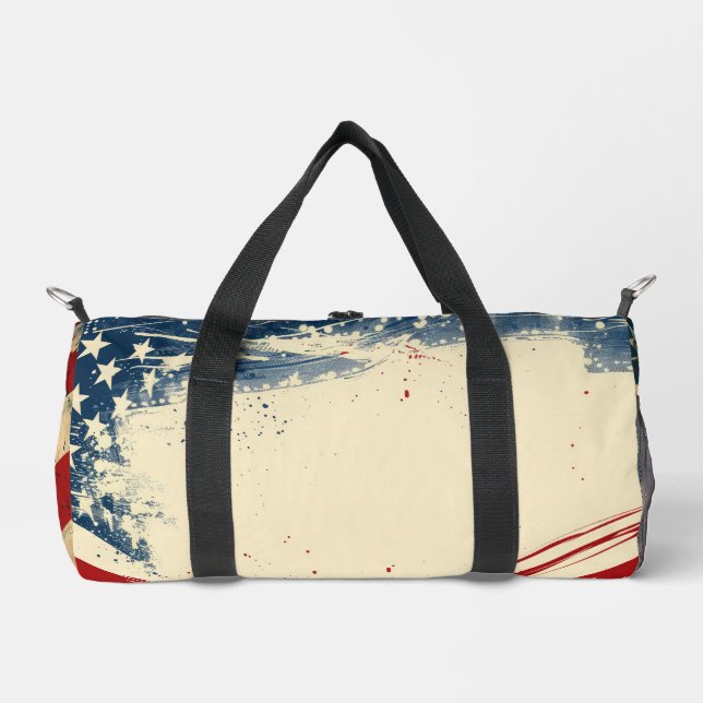 Patriotic American Flag Print Duffle Bag (Front)