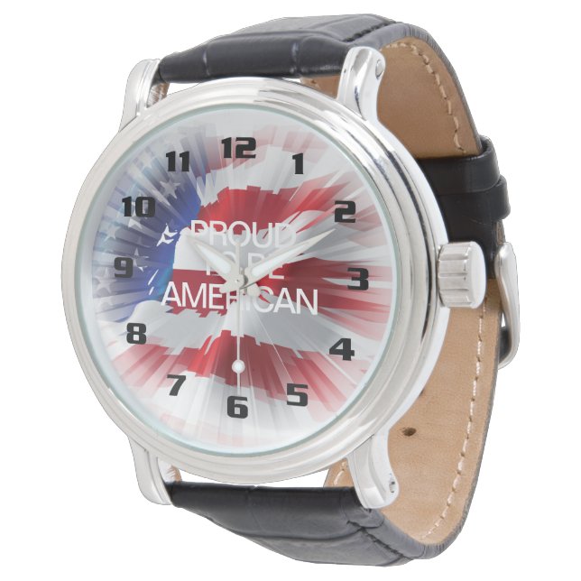 Patriotic American Flag Proud to be American Watch (Angled)