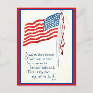 Patriotic American Flag Quote Holiday Postcard
