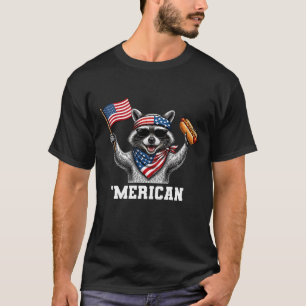 Patriotic American Flag Raccoon Fourth Of July Uni T-Shirt