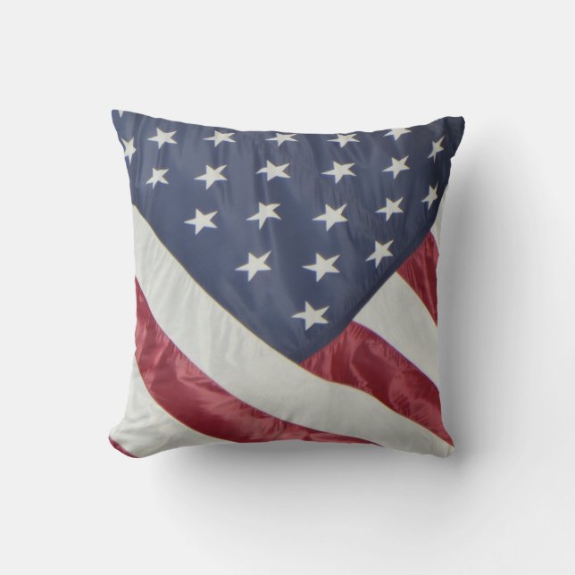 Patriotic American Flag Red White Blue  pillow (Front)