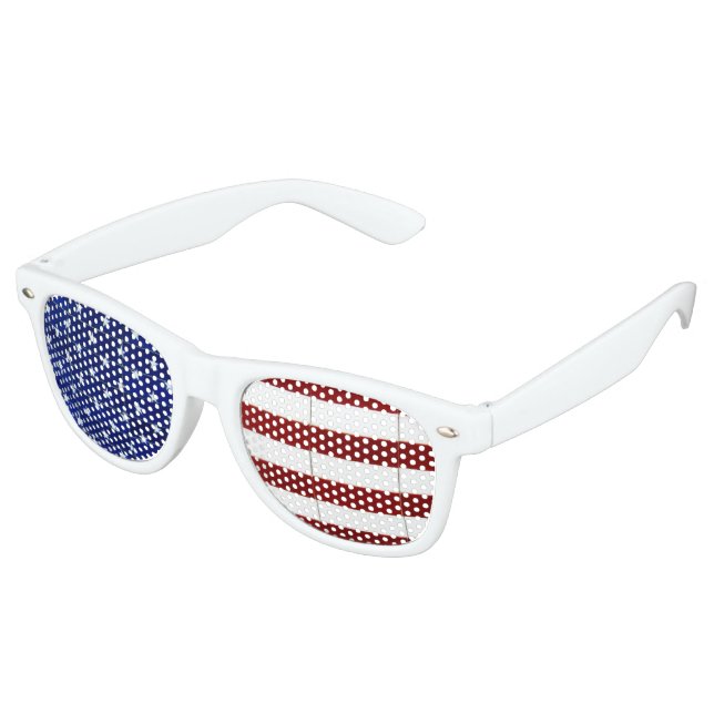 Patriotic American Flag Red White Blue Retro Sunglasses (Angled)