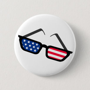 Patriotic American Flag Retro Sunglasses 2 Inch Round Button