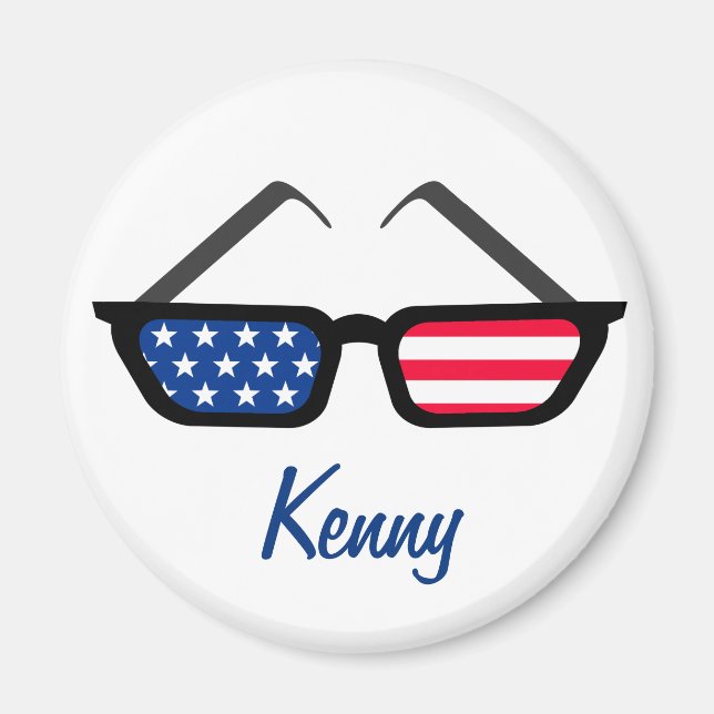 Patriotic American Flag Retro Sunglasses Magnet (Front)