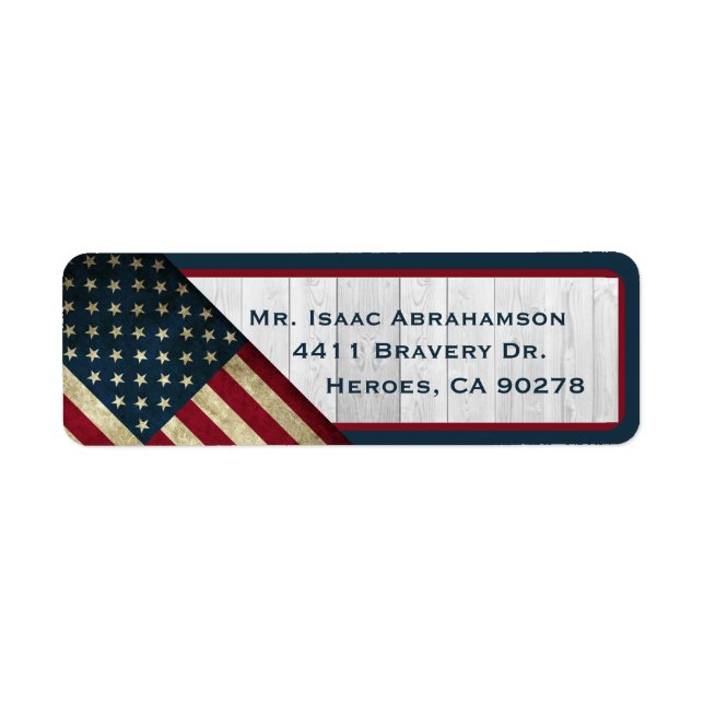 Patriotic American Flag Return Address Label (Front)