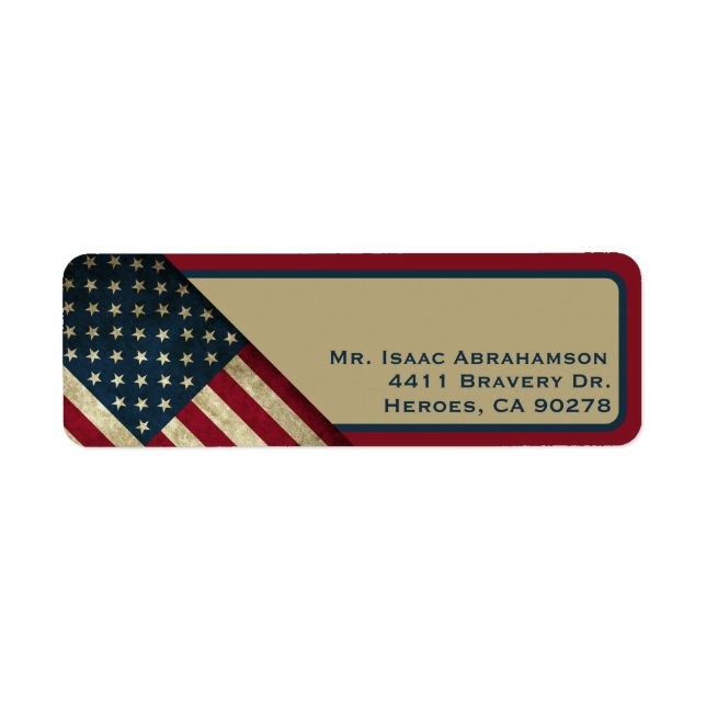 Patriotic American Flag Return Address Label (Front)