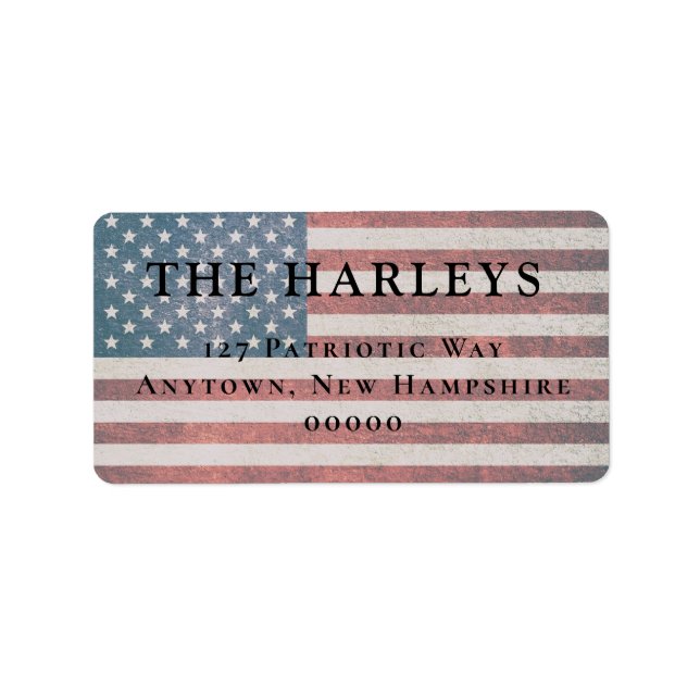 Patriotic American Flag Return Address Labels (Front)