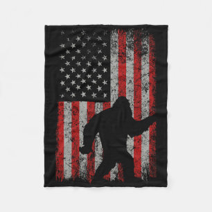 Patriotic American Flag Sasquatch Lover Gift Bigfo Fleece Blanket