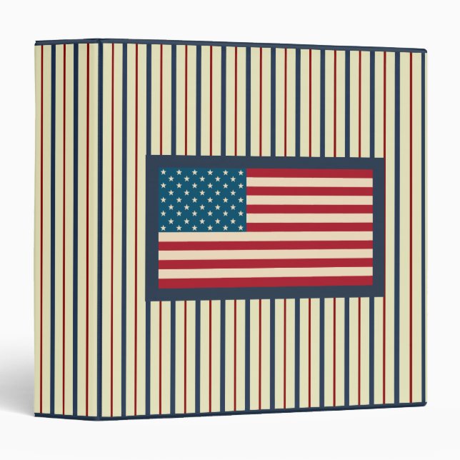 Patriotic American Flag Scrapbook Binder Gift (Front/Spine)