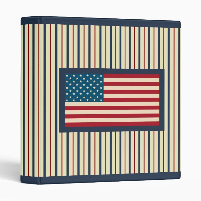 Patriotic American Flag Scrapbook Binder Gift (Front/Spine)