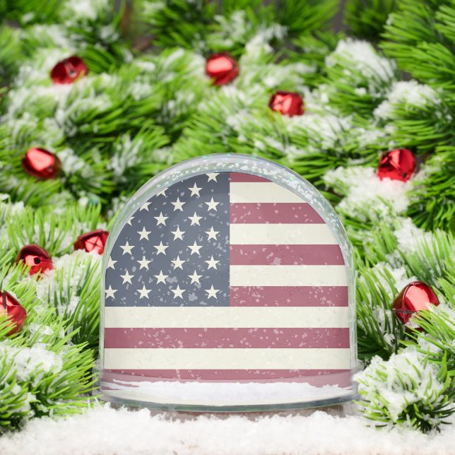Patriotic American flag snow globe with your photo (Christmas)