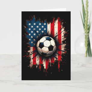 Patriotic American Flag Soccer  Card