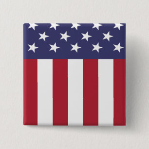 Patriotic American Flag Stars and Stripes 2 Inch Square Button