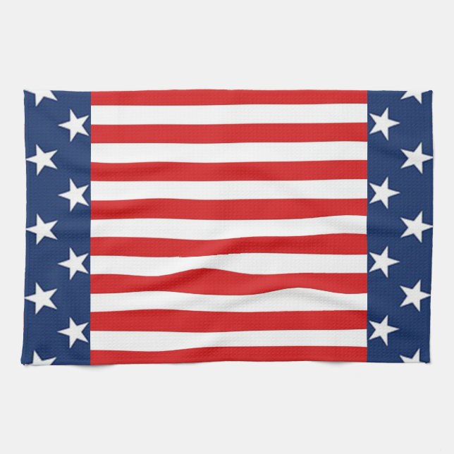 Patriotic American Flag Stars and Stripes Kitchen Towel (Horizontal)