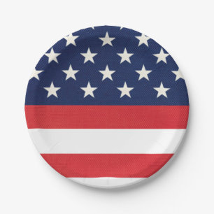 Patriotic American Flag Stars and Stripes  Paper Plate