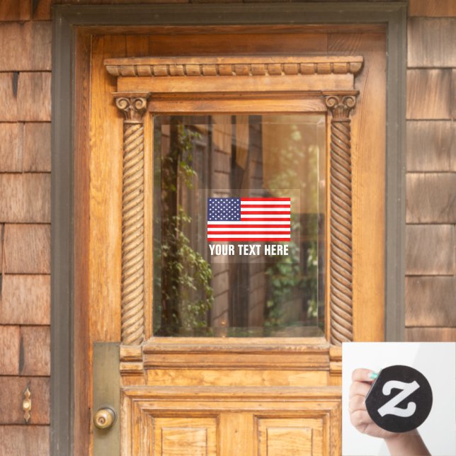 Patriotic American flag static transparent Window Cling (Home Door)