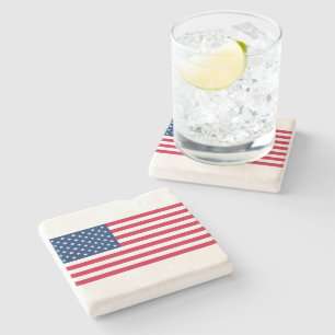 Patriotic American Flag Stone Coaster