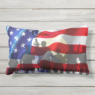 Patriotic American Flag Support our troops Lumbar Pillow