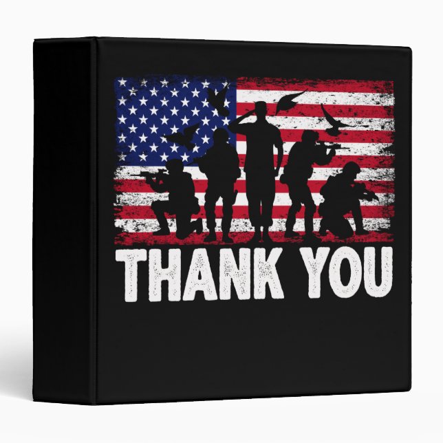 Patriotic American Flag Thank You Binder (Front/Spine)