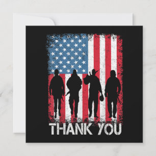 Patriotic American Flag Thank You Card