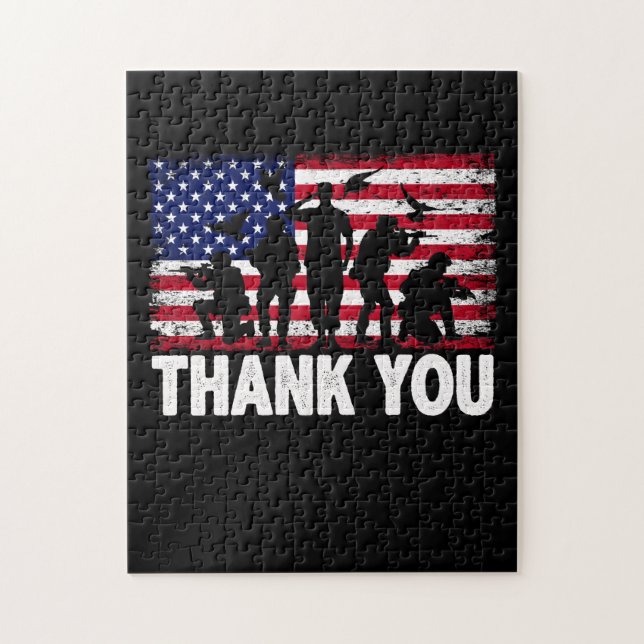 Patriotic American Flag Thank You Jigsaw Puzzle (Vertical)