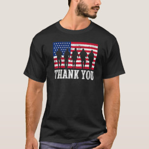 Patriotic American Flag Thank You Men Women Girls  T-Shirt