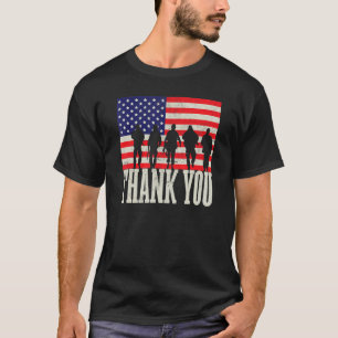 Patriotic American Flag Thank You Soldiers And Vet T-Shirt