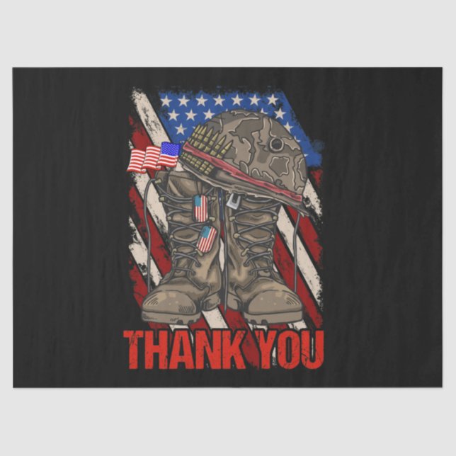 Patriotic American Flag Thank You Tissue Paper (Front)