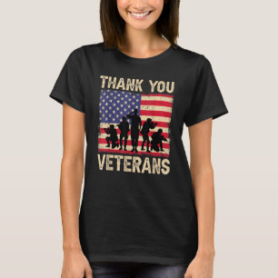 Patriotic American Flag Thank You Veterans For Men T-Shirt