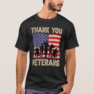 Patriotic American Flag Thank You Veterans For Men T-Shirt