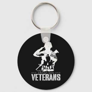 Patriotic American Flag Thank You Veterans Men Wom Keychain