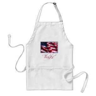 Patriotic American Flag Thanks in Red Standard Apron