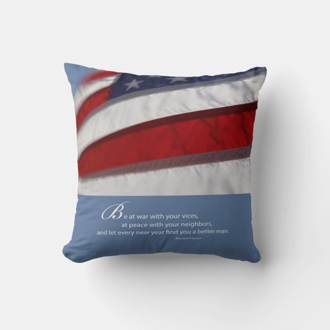 Patriotic, American Flag Throw Pillow (Front)