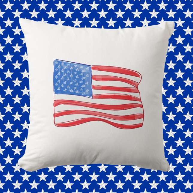 Patriotic American Flag Throw Pillow (Creator Uploaded)