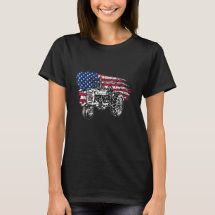 Patriotic American Flag Tractor Farmer Tractor T-Shirt