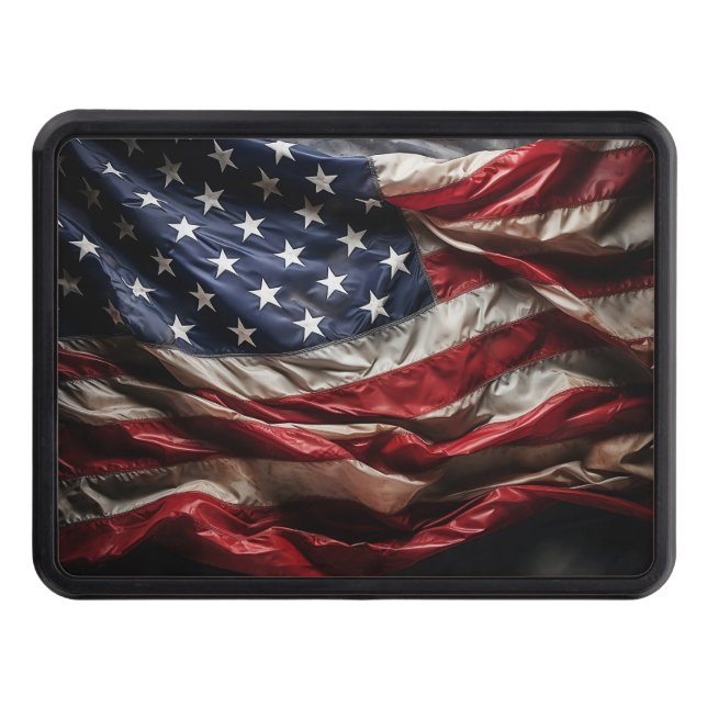Patriotic American flag  Trailer Hitch Cover (Front)