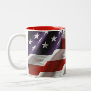 Patriotic American Flag Two-Tone Coffee Mug