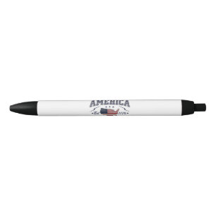 Patriotic American Flag USA Est 1776 4th of July A Black Ink Pen