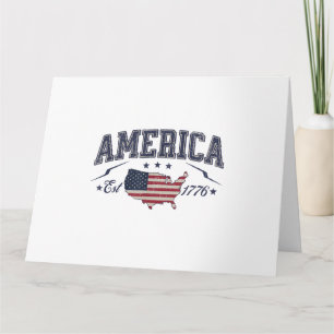 Patriotic American Flag USA Est 1776 4th of July A Card