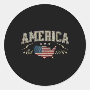 Patriotic American Flag Usa Est 1776 4th Of July A Classic Round Sticker