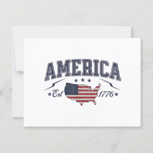 Patriotic American Flag USA Est 1776 4th of July A Postcard