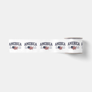 Patriotic American Flag USA Est 1776 4th of July A Satin Ribbon