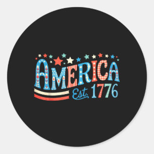 Patriotic American Flag USA Est 1776 4th of July Classic Round Sticker