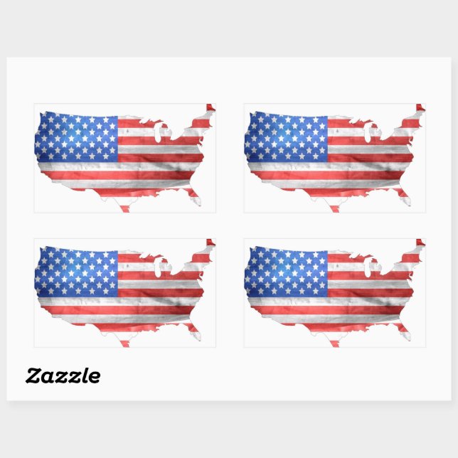 Patriotic American Flag USA Map  Sticker (Sheet)