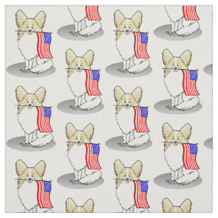 Patriotic American Flag USA Papillon (lemon) Cute Fabric