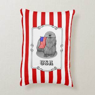 Patriotic American Flag USA Puli Dog (grey) Cute Accent Pillow