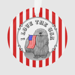 Patriotic American Flag USA Puli Dog (grey) Cute Ornament