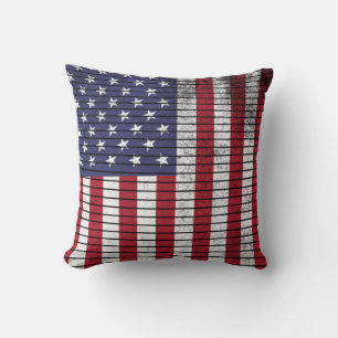 Patriotic American Flag Vintage Grunge Throw Pillow