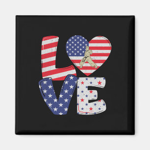 Patriotic American Flag Vintage Karate 4th Of July Magnet
